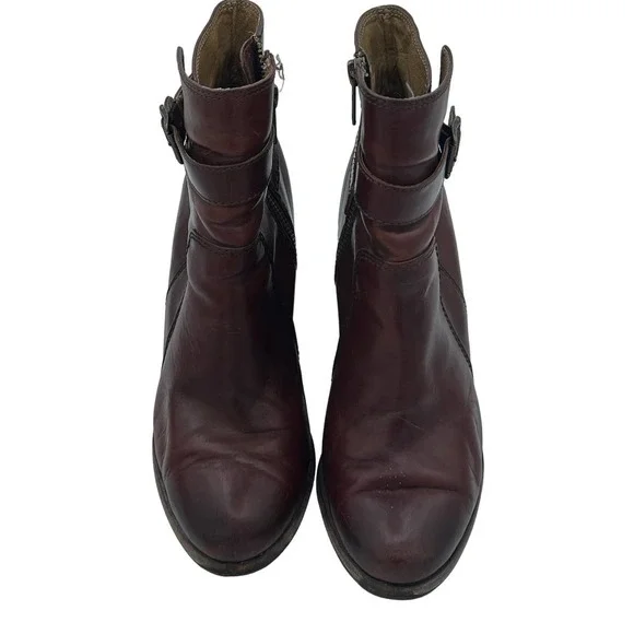 Frye Patty Riding Boot Brown Leather High Block Heel Zipper Buckle 8.5 - Picture 5 of 9